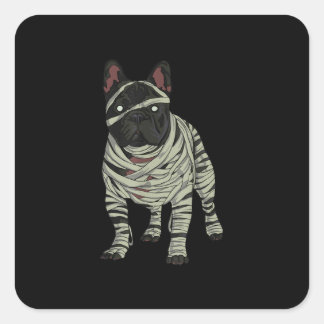 Französischer Bulldog-Hund Mummy Halloween-Geschen Quadratischer Aufkleber