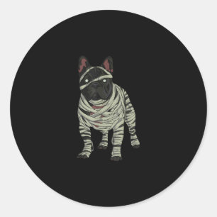 Französischer Bulldog-Hund Mummy Halloween-Geschen Runder Aufkleber