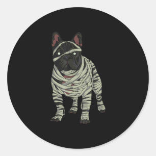 Französischer Bulldog Hund Mummy Halloween Kostüm Runder Aufkleber