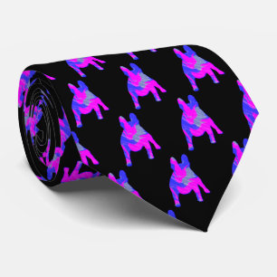 Französischer Bulldog Hund Niedlich Pink Blue Silh Krawatte