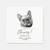 Französischer Bulldog Hund Personalisiert Cheers Serviette (Vorderseite)