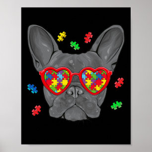 Französischer Bulldog Hund Puzzle Gles Awareness H Poster
