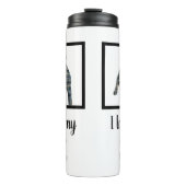 Französischer Bulldog Hund Silhouette Gelb & Blau Thermosbecher (Vorderseite)