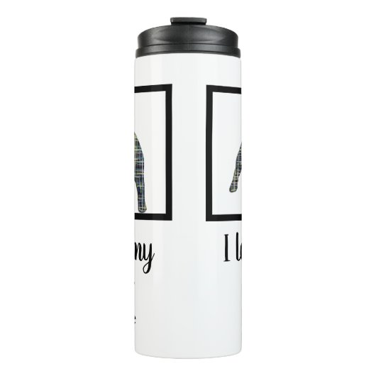 Französischer Bulldog Hund Silhouette Gelb & Blau Thermosbecher (Vorderseite)