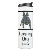 Französischer Bulldog Hund Silhouette Gelb & Blau Thermosbecher (Nach links gedreht)