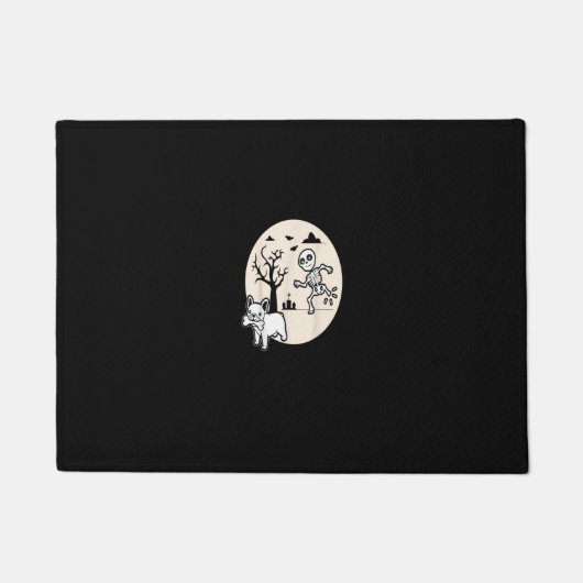 Französischer Bulldog-Hund Skeletthandschuh Fußmatte (Vorderseite)