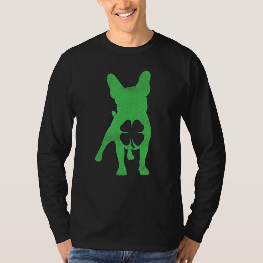 Französischer Bulldog Hund St Patrick's Day Kleebl T-Shirt (Vorderseite)