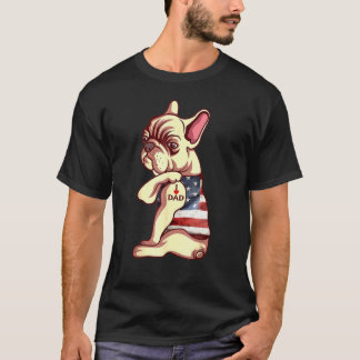 Französischer Bulldog Hund Tattoo I Liebe Vater Va T-Shirt