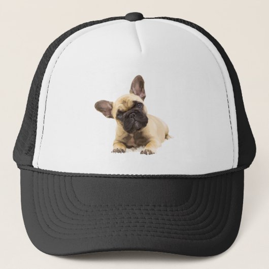 Französischer Bulldog Hund Tier Custom Trucker Hat Truckerkappe (Vorderseite)