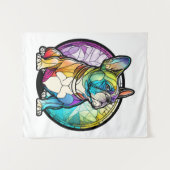 Französischer Bulldog Hund Tierportrait gestanztes Wandteppich (Vorderseite (Horizontal))