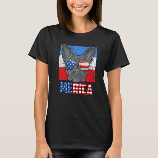 Französischer Bulldog Hund USA 4. Juli Amerikanisc T-Shirt (Vorderseite)