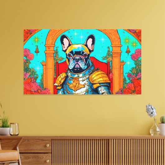 Französischer Bulldog im Garten der Irdischen Freu Leinwanddruck (Insitu (Wohnzimmer))