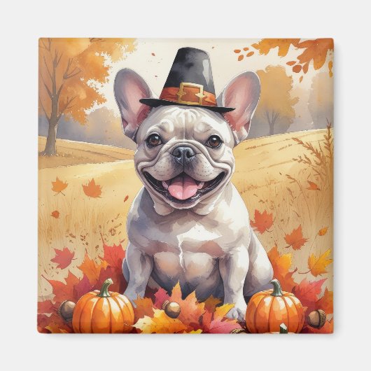 Französischer Bulldog im Herbst hinterlässt Ernted Magnet (Vorne)