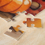Französischer Bulldog im Herbst hinterlässt Ernted Puzzle (Seite)