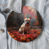 Französischer Bulldog im Herbst Leaves Fall Inspir Button (Beispiel)