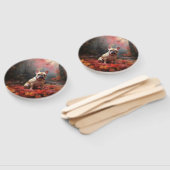 Französischer Bulldog im Herbst Leaves Fall Inspir Fächer (Non-assembled)