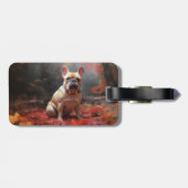 Französischer Bulldog im Herbst Leaves Fall Inspir Gepäckanhänger (Rückseite horizontal)