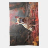 Französischer Bulldog im Herbst Leaves Fall Inspir Geschirrtuch (Vertikal)