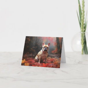 Französischer Bulldog im Herbst Leaves Fall Inspir Karte