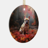 Französischer Bulldog im Herbst Leaves Fall Inspir Keramik Ornament (Rechts)