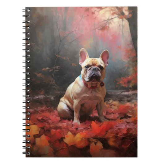 Französischer Bulldog im Herbst Leaves Fall Inspir Notizblock (Vorderseite)