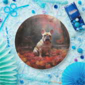 Französischer Bulldog im Herbst Leaves Fall Inspir Pappteller (Party)