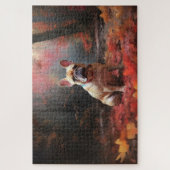 Französischer Bulldog im Herbst Leaves Fall Inspir Puzzle (Vertikal)