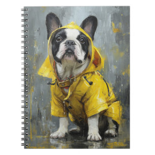 Französischer Bulldog im Raincoat Notebook Notizblock