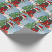 Französischer Bulldog im Schnee mit Weihnachtsgesc Geschenkpapier (Ecke)