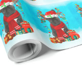 Französischer Bulldog im Schnee mit Weihnachtsgesc Geschenkpapier (Rolleneckpunkt)