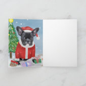 Französischer Bulldog im Schnee mit Weihnachtsgesc Karte (Innenseite)
