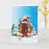 Französischer Bulldog im Schnee mit Weihnachtsgesc Karte (Gelbe Blume)