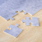 Französischer Bulldog im Schnee sitzend im Weihnac Puzzle (Seite)