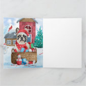 Französischer Bulldog im Schnee Weihnachts-Hundeha Karte (Innenseite)