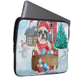 Französischer Bulldog im Schnee Weihnachts-Hundeha Laptopschutzhülle (Vorne Rechts)