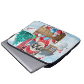 Französischer Bulldog im Schnee Weihnachts-Hundeha Laptopschutzhülle (Vorne Knopf)