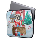 Französischer Bulldog im Schnee Weihnachts-Hundeha Laptopschutzhülle (Vorderseite Links)