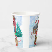 Französischer Bulldog im Schnee Weihnachts-Hundeha Pappbecher (Links)