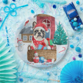 Französischer Bulldog im Schnee Weihnachts-Hundeha Pappteller (Party)