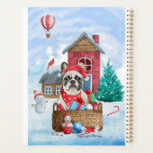 Französischer Bulldog im Schnee Weihnachts-Hundeha Planer (Rückseite)