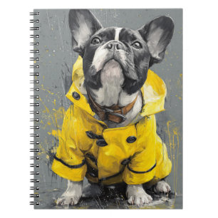 Französischer Bulldog im Yellow Raincoat-Notebook Notizblock