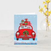 Französischer Bulldog in Auto mit dem Weihnachtsma Karte (Gelbe Blume)