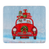 Französischer Bulldog in Auto mit dem Weihnachtsma Schneidebrett (Vorderseite)