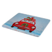 Französischer Bulldog in Auto mit dem Weihnachtsma Schneidebrett (Ecke)