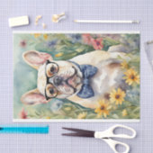 Französischer Bulldog in Blume Decoupage Seidenpapier (Handwerk)
