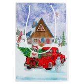 Französischer Bulldog in Christmas Delivery LKW Sc Mittlere Geschenktüte (Vorderseite)