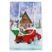 Französischer Bulldog in Christmas Delivery LKW Sc Mittlere Geschenktüte (Rückseite)