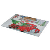 Französischer Bulldog in Christmas Delivery LKW Sc Schneidebrett (Ecke)