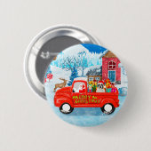 Französischer Bulldog in Christmas Delivery Truck  Button (Vorne & Hinten)