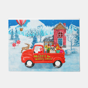 Französischer Bulldog in Christmas Delivery Truck  Fußmatte